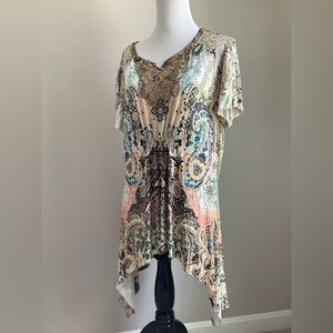 World Unity flowy stretch tunic, size Large, NWT